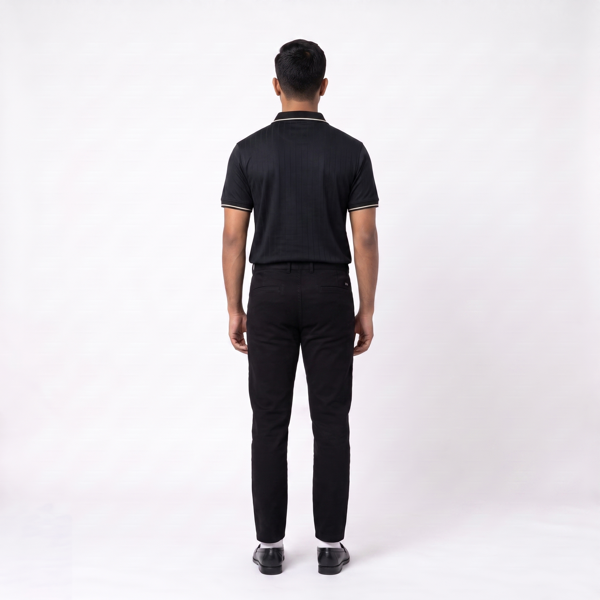 Pinstripe Polo – Layl (Black) | Malaabis