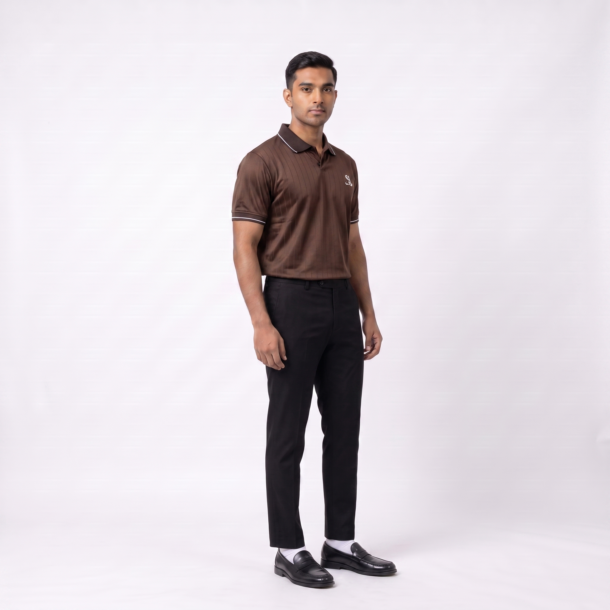 Pinstripe Polo – Oud (Brown) | Malaabis