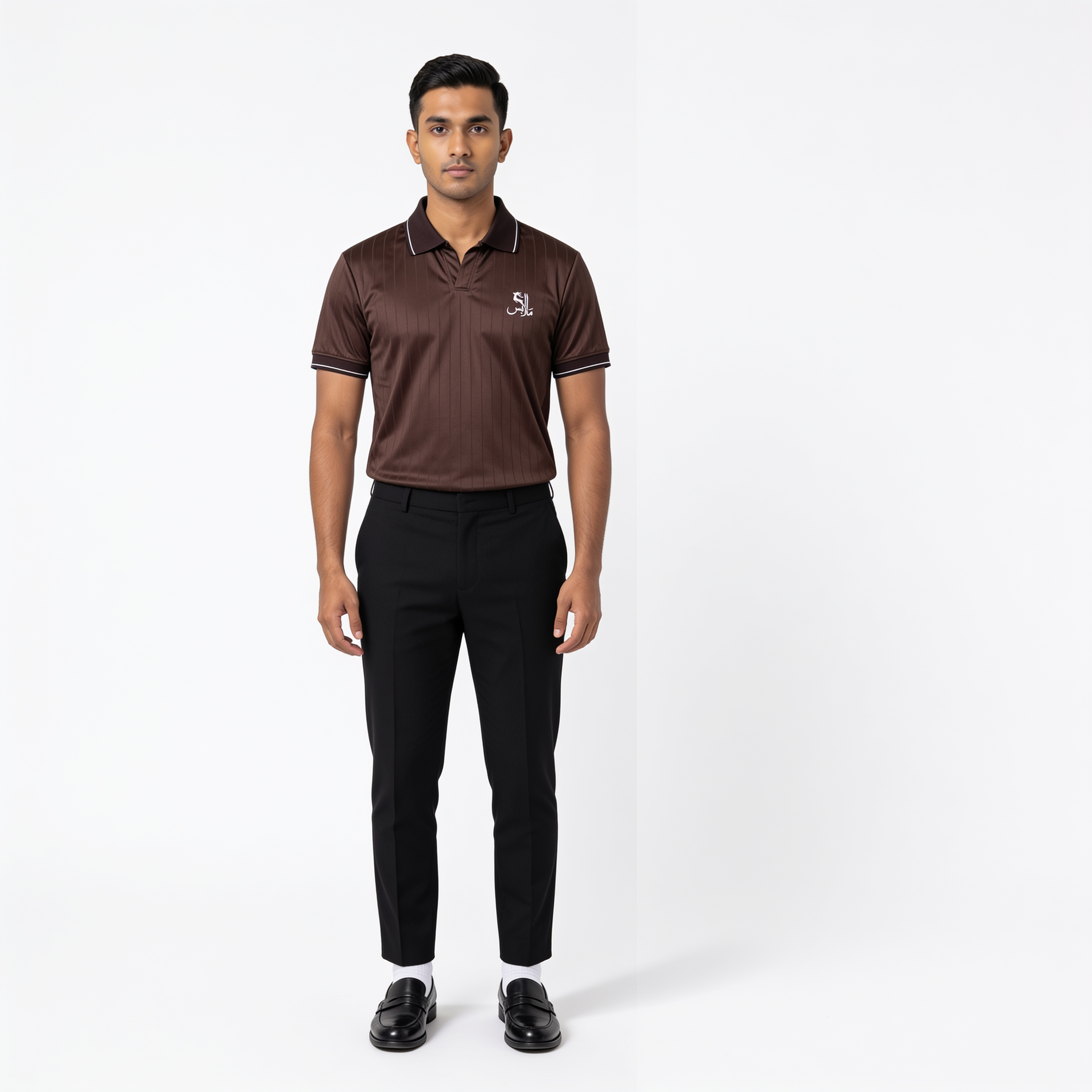 Pinstripe Polo – Oud (Brown) | Malaabis