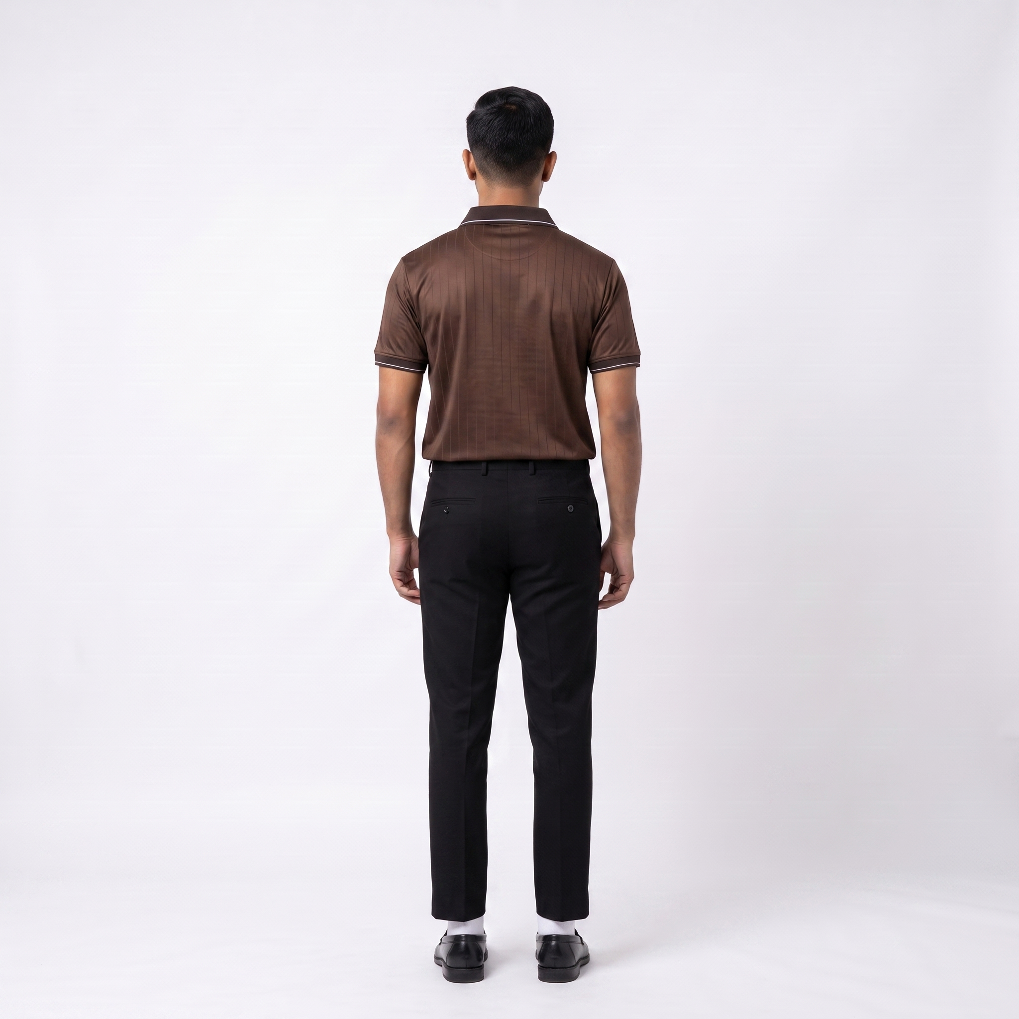 Pinstripe Polo – Oud (Brown) | Malaabis
