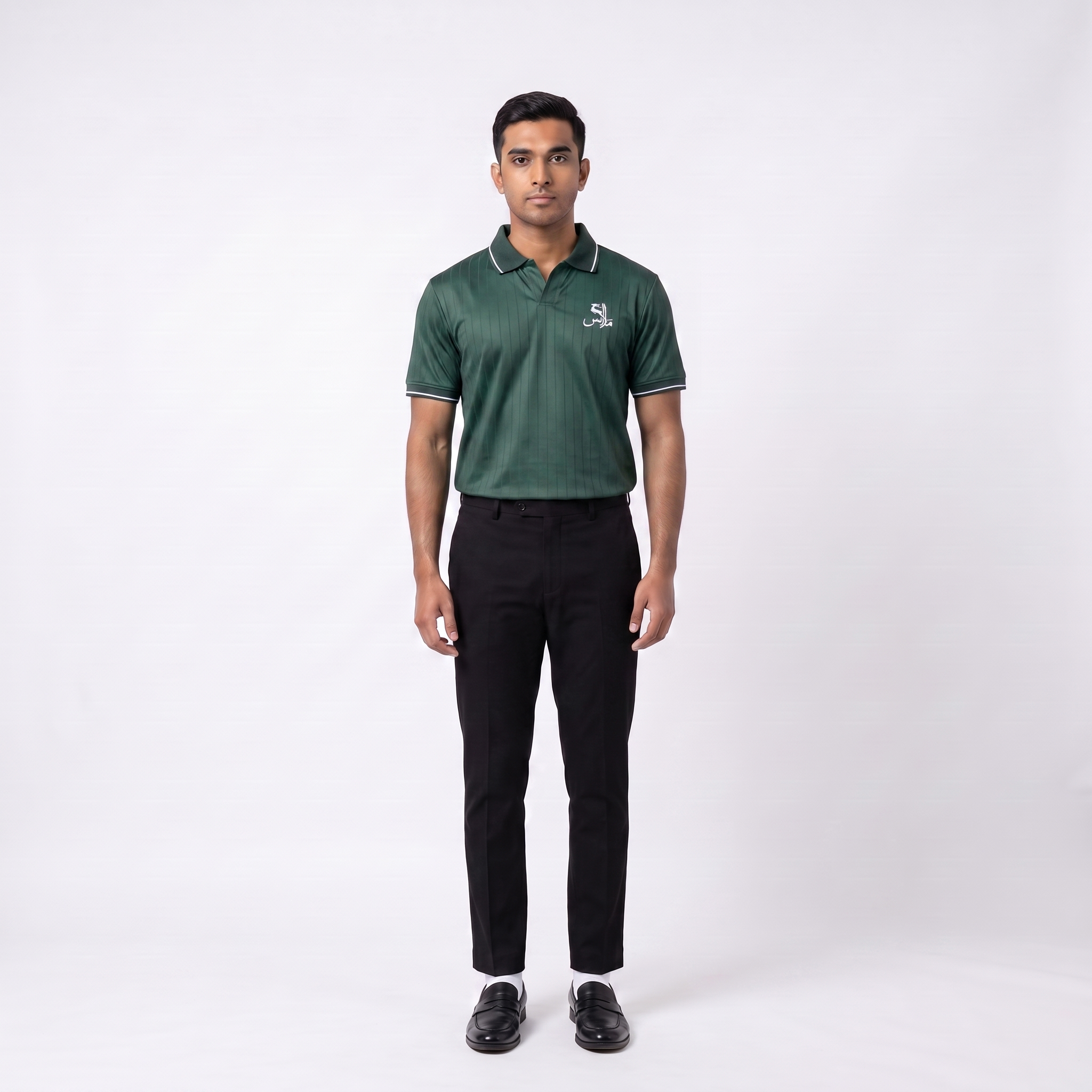 Pinstripe Polo – Wadi (Green) | Malaabis