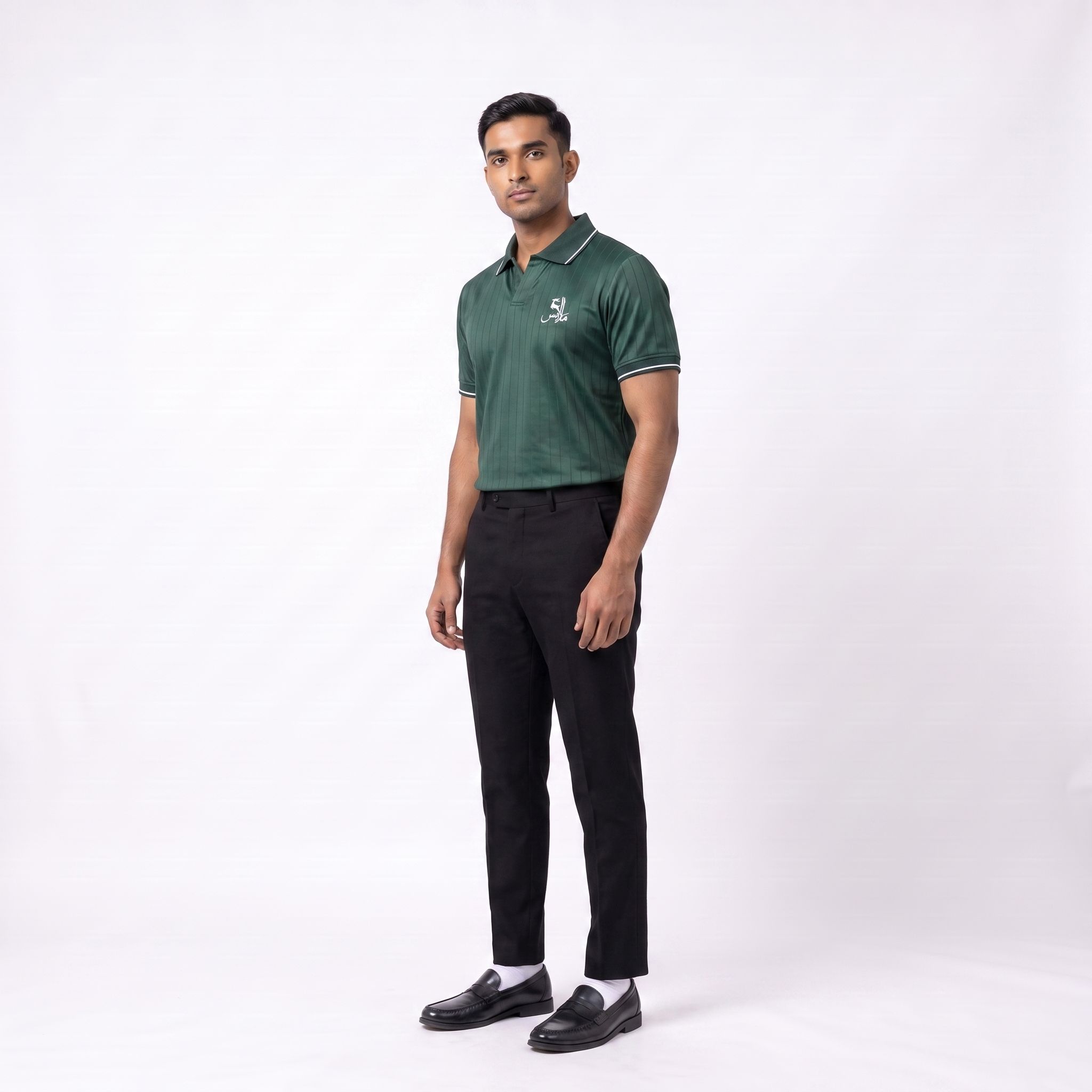 Pinstripe Polo – Wadi (Green) | Malaabis