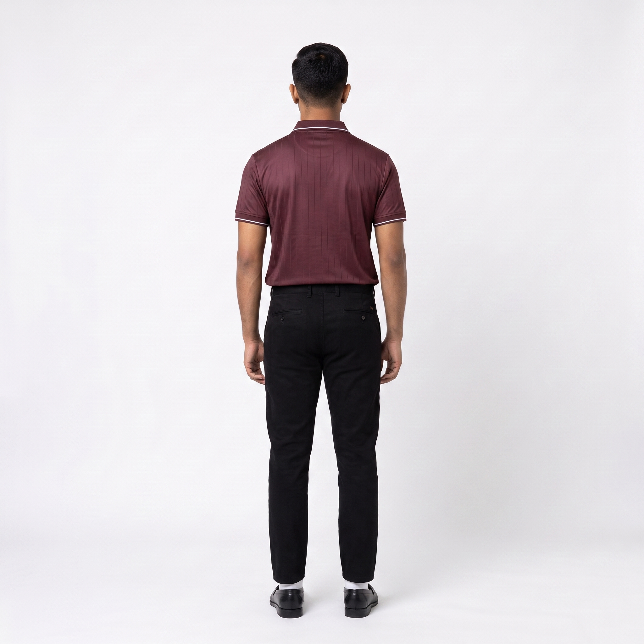 Pinstripe Polo – Rummaan (Maroon) | Malaabis