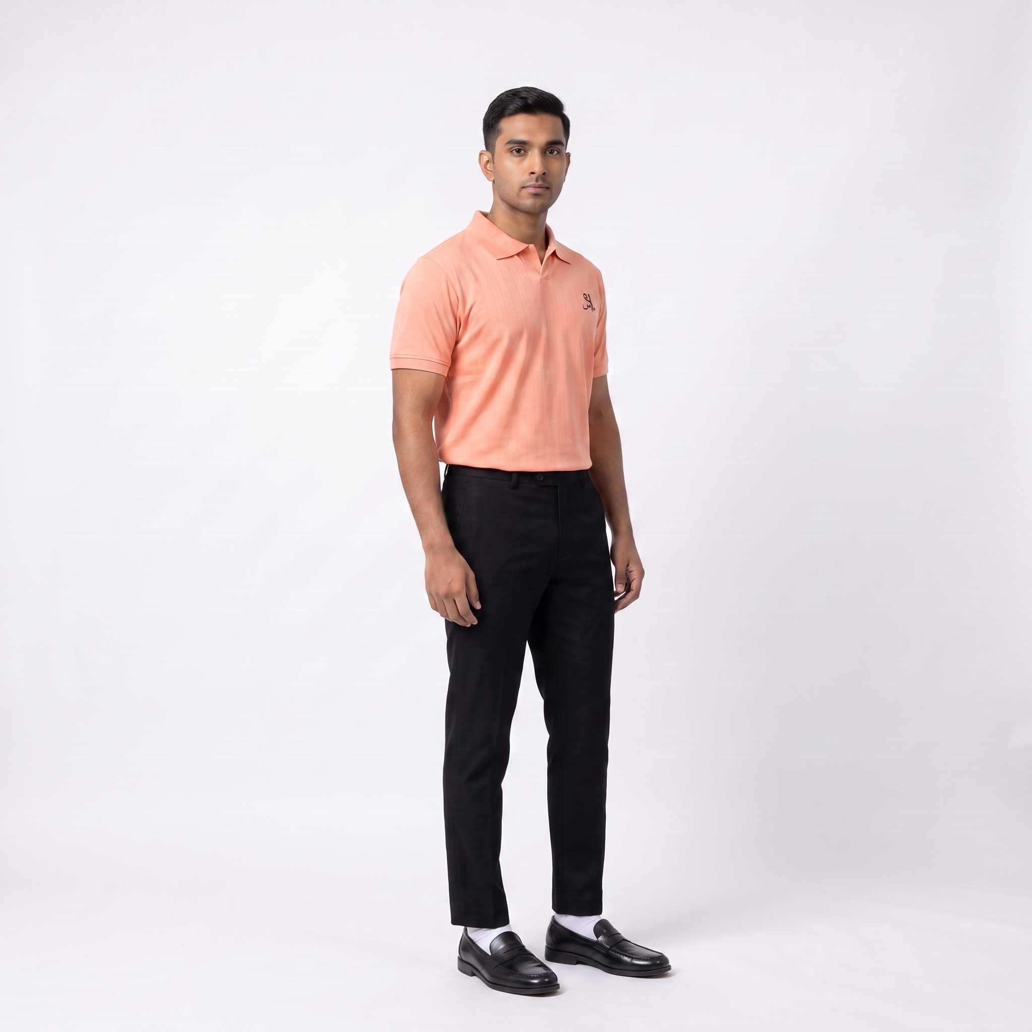Pinstripe Polo – Fajar (Peach) | Malaabis