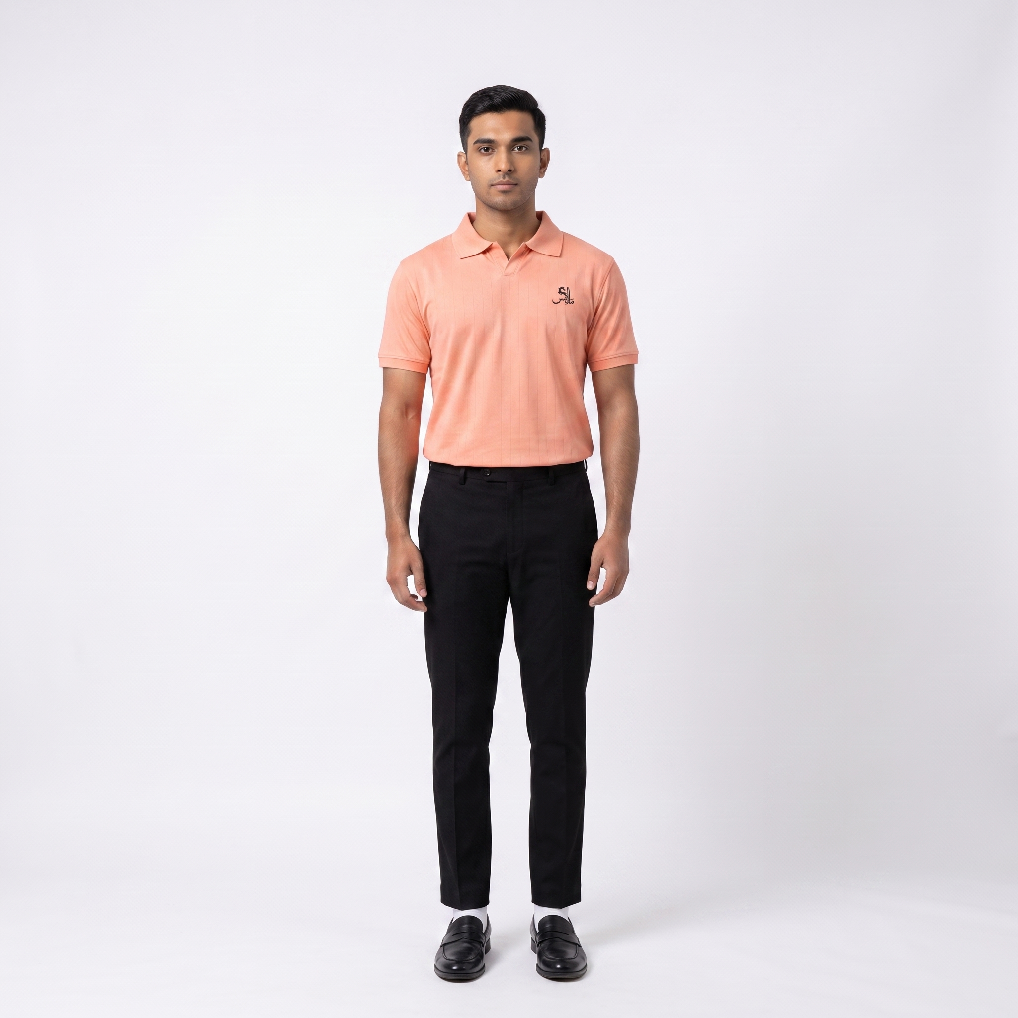 Pinstripe Polo – Fajar (Peach) | Malaabis