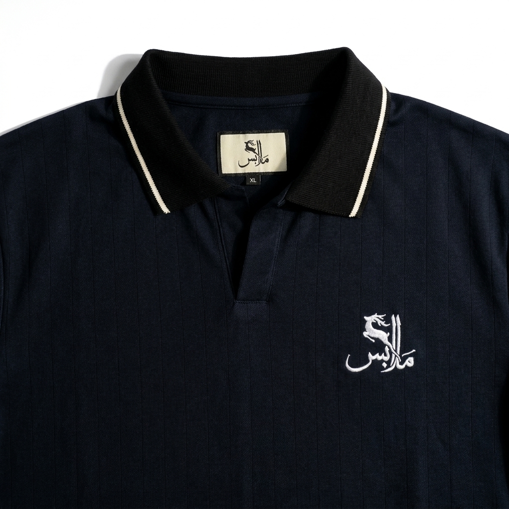 Pinstripe Polo – Layl (Black) | Malaabis