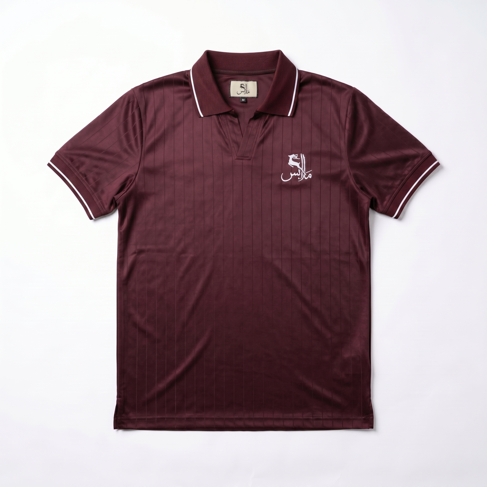 Pinstripe Polo – Rummaan (Maroon) | Malaabis