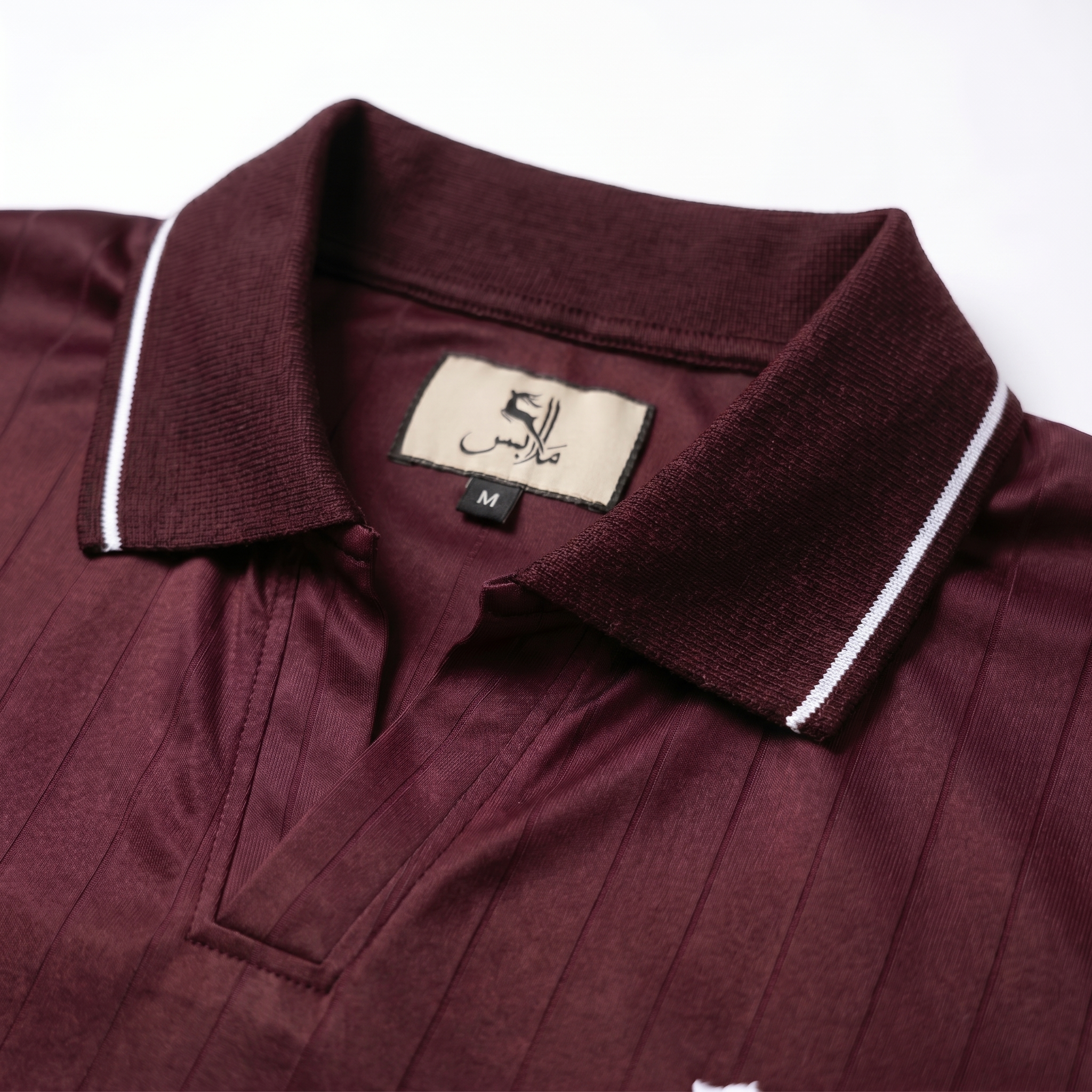 Pinstripe Polo – Rummaan (Maroon) | Malaabis